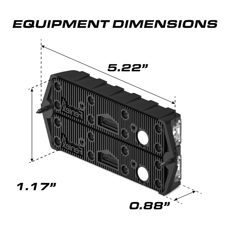 Feniex QUAD Dual Stack Surface Mount Equipment Dimensions