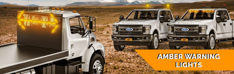 Bright amber warning lights installed on multiple trucks