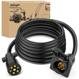 Nilight 12FT 7-Way Trailer Plug Socket Extension Cable