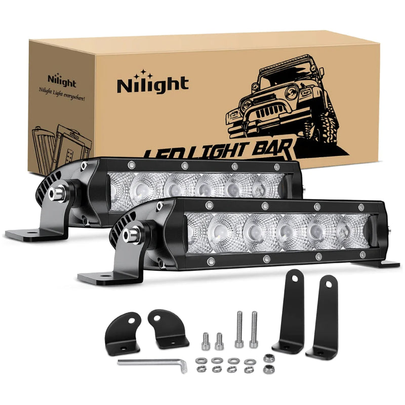 Nilight 7in 30W Spot LED Light Bar 2 pk