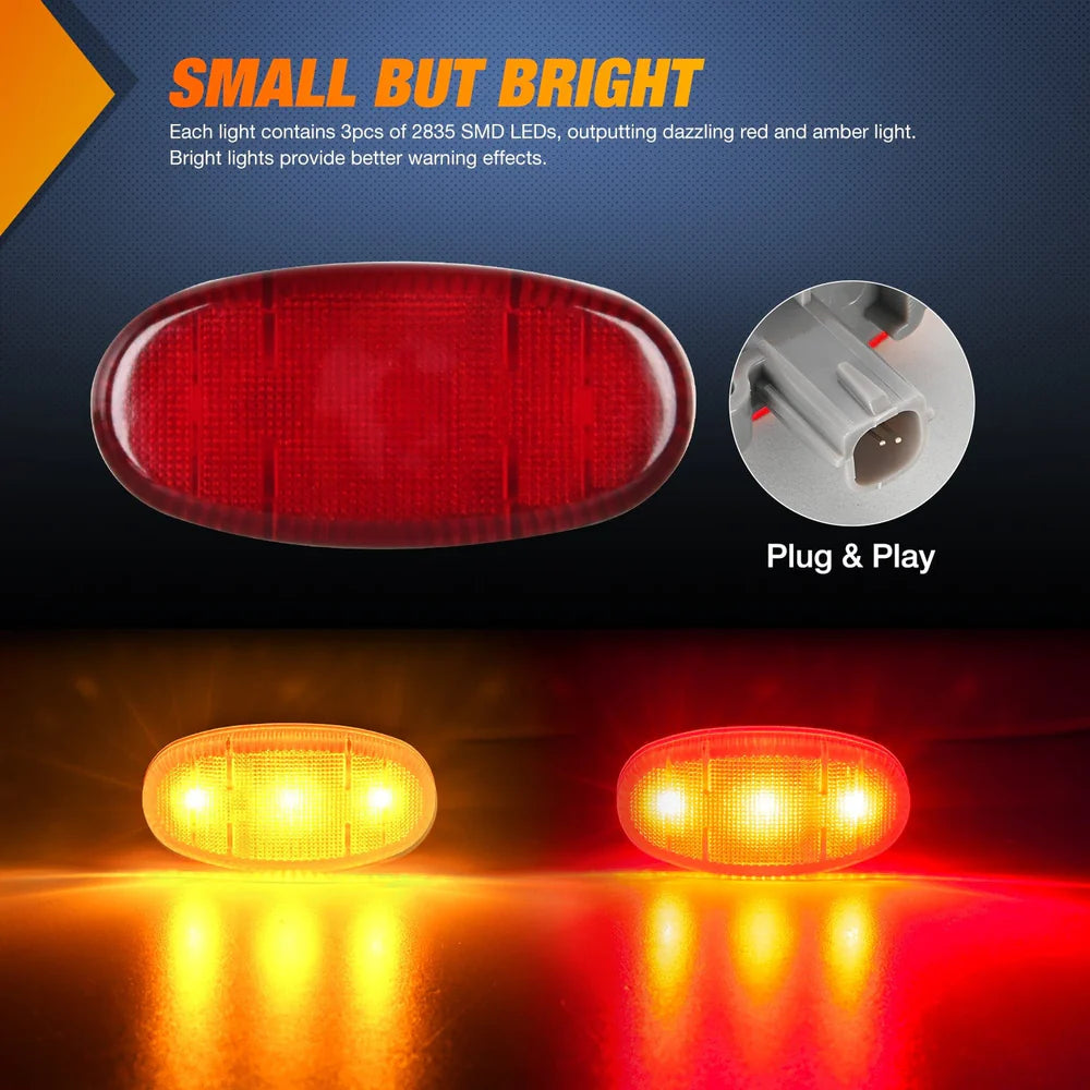 Nilight 3 LED Oval Wheel Fender Side Marker Lights (4pcs)