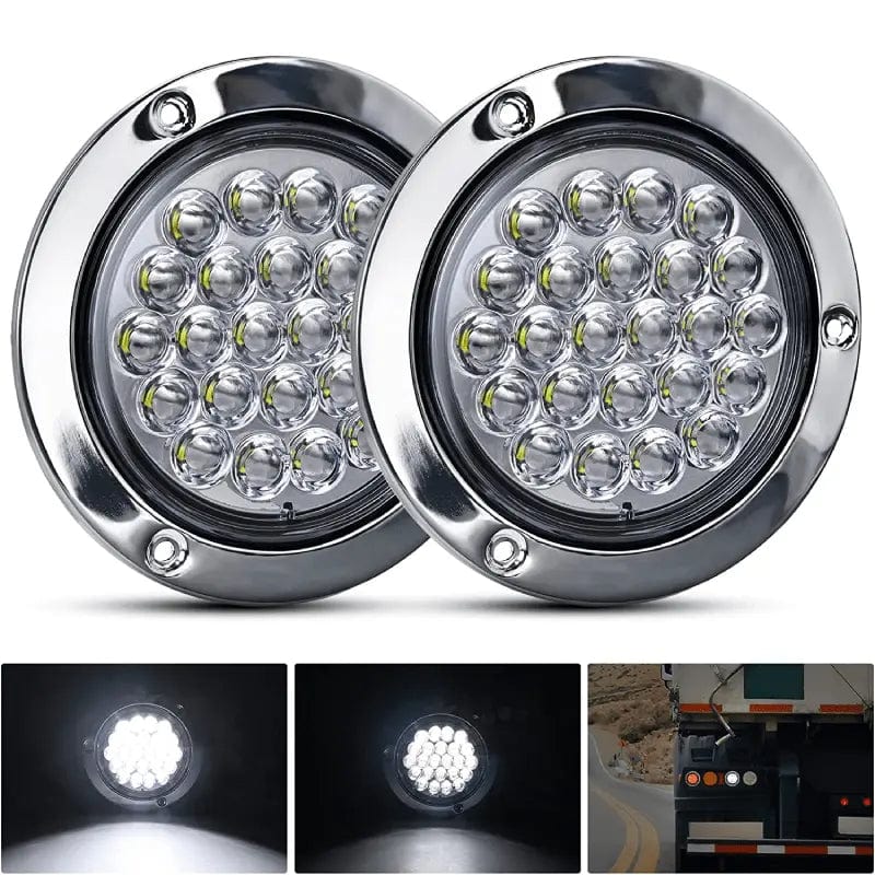 Nilight 4 inch Round Trailer Light w/ Chrome Flange (Pair)