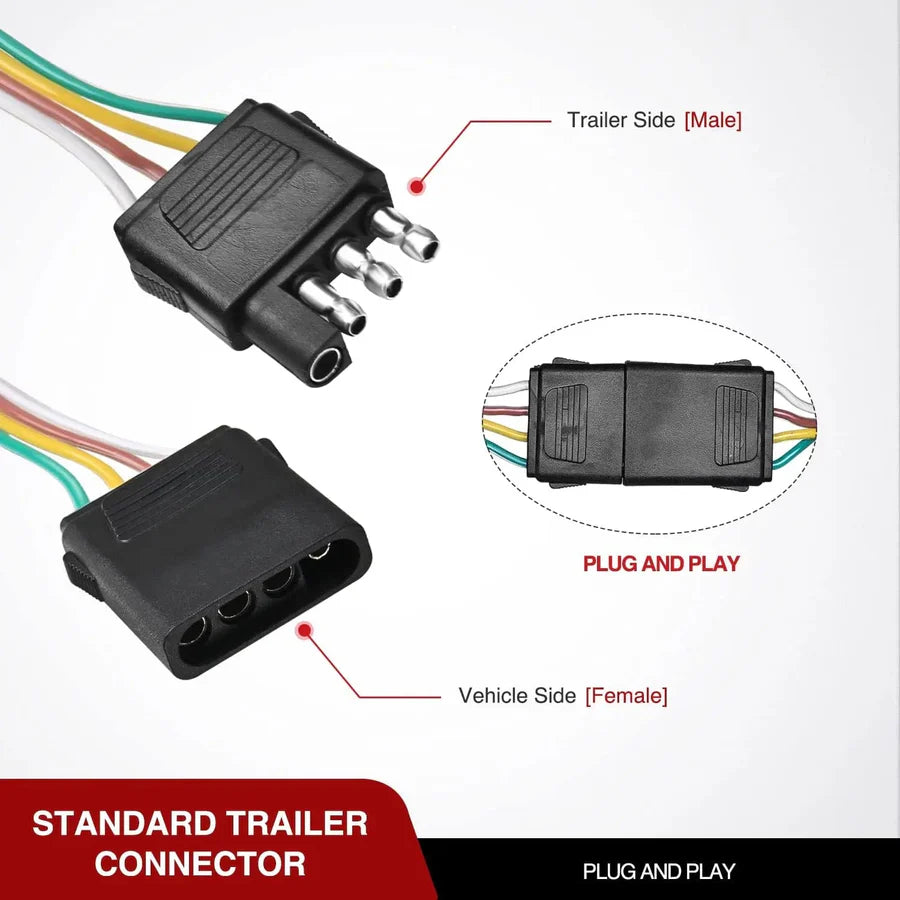 Nilight 4 Way Flat Trailer Y-Splitter Adapter Extension Harness