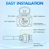 Nilight 4 Way Flat to 7 Way Round Trailer Adapter Plug