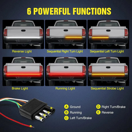 Nilight Tailgate Strip Red/White/Amber LEDs