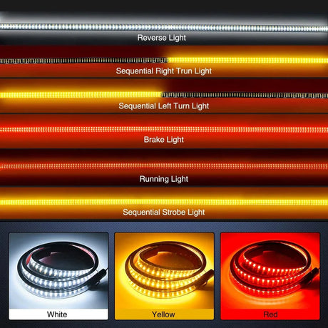Nilight Tailgate Strip Red/White/Amber LEDs