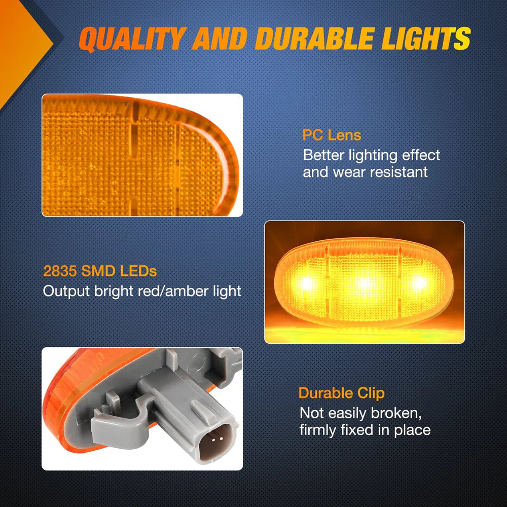 Nilight 3 LED Oval Wheel Fender Side Marker Lights (4pcs)