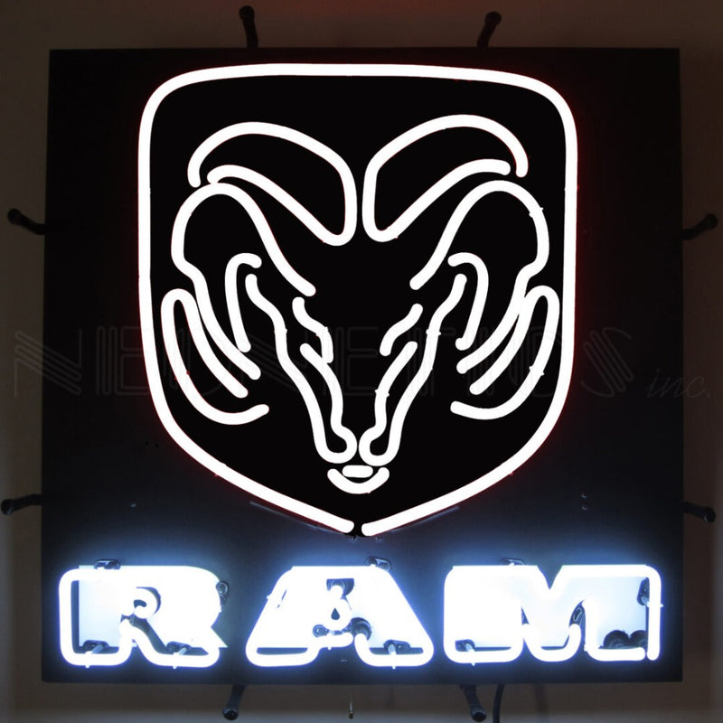 Ram White Neon Sign w/Backing