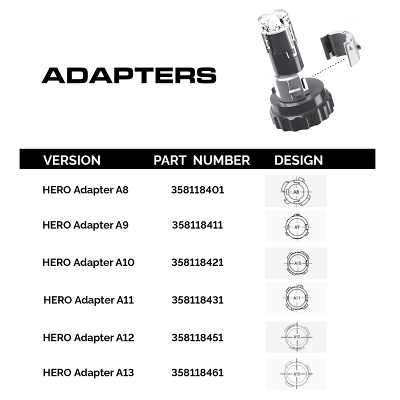Hella HERO Hideaway Flex Series S/T/T Light Adapters