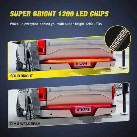 Nilight Aluminum Tailgate Bar Red/White/Amber LEDs