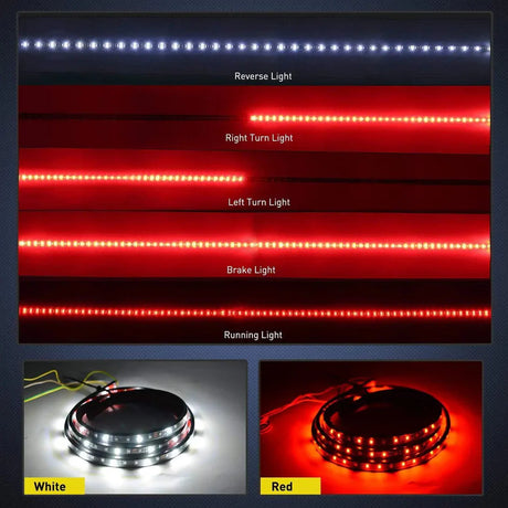 Nilight Tailgate Strip Red/White LEDs