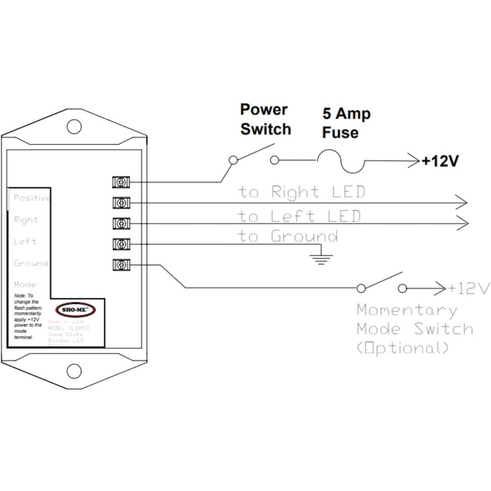 Able2/Sho-Me 11.1005TSF Strobe-Style LED Flasher with Terminals