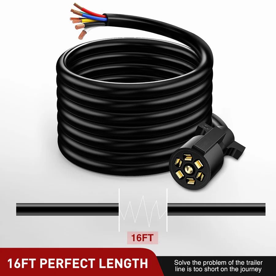 Nilight 16FT Heavy Duty 7 Way Inline Trailer Cord