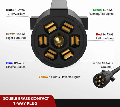 Nilight 12FT 7-Way Trailer Plug Socket Extension Cable