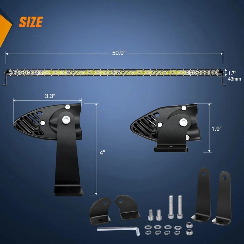 Nilight 51in 250W Combo LED Light Bar Dimensions