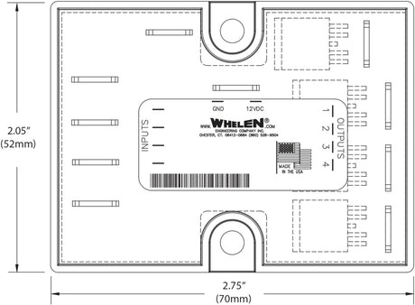 Whelen Four Outlet, Four Channel LED Flasher Dimensions