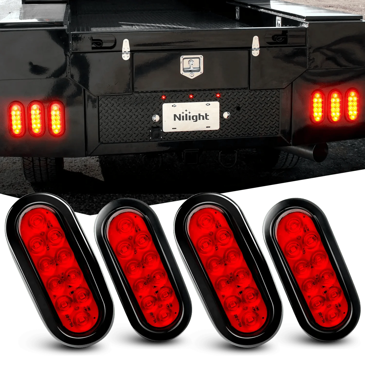 Nilight 6” Oval Trailer Tail Lights 2pcs