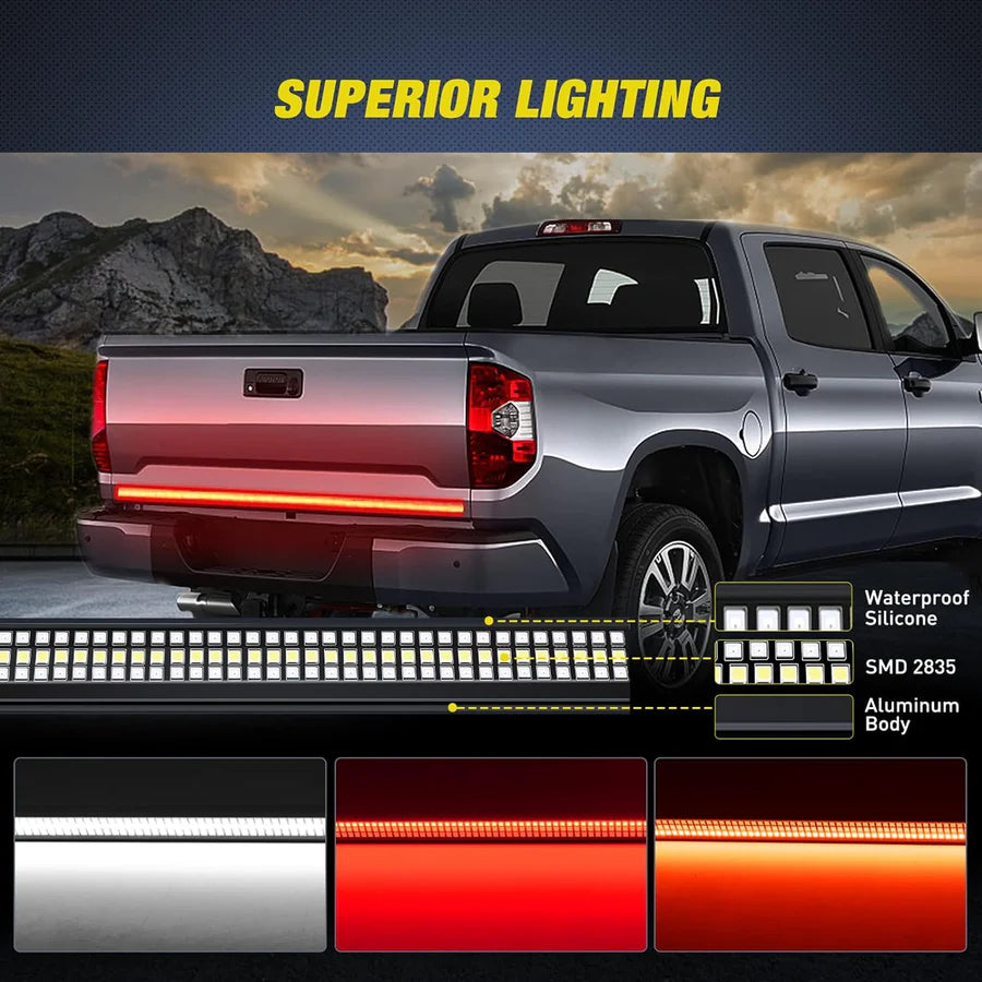 Nilight Aluminum Tailgate Bar Red/White LEDs