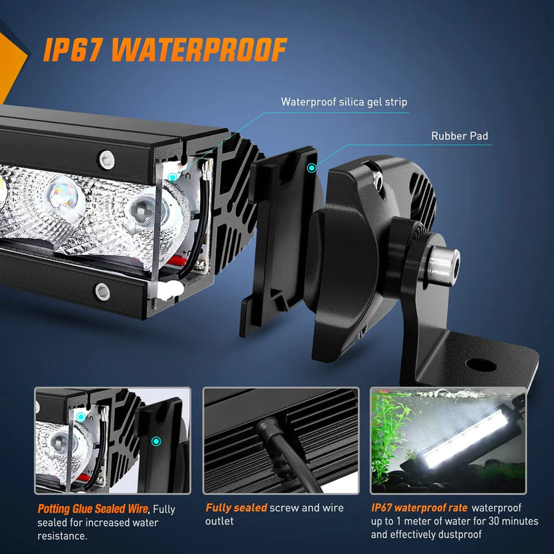 Nilight 7in 30W Spot LED Light Bar 2 pk IP67 Waterproof