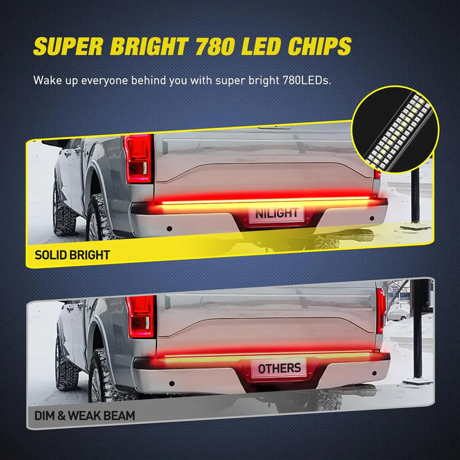 Nilight Aluminum Tailgate Bar Red/White LEDs