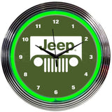 Jeep Green Neon Clock