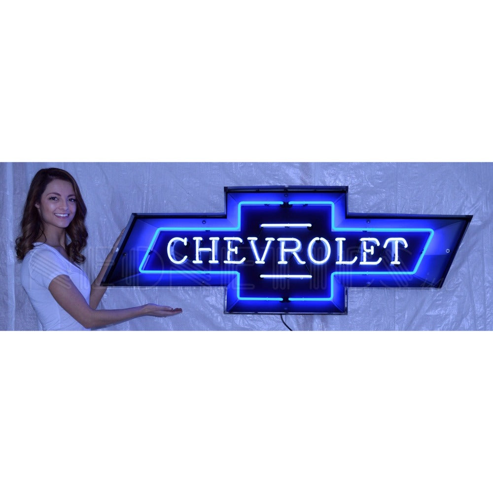 5 Foot Chevrolet Bowtie Neon Sign In Steel Can – Ultra Bright Lightz