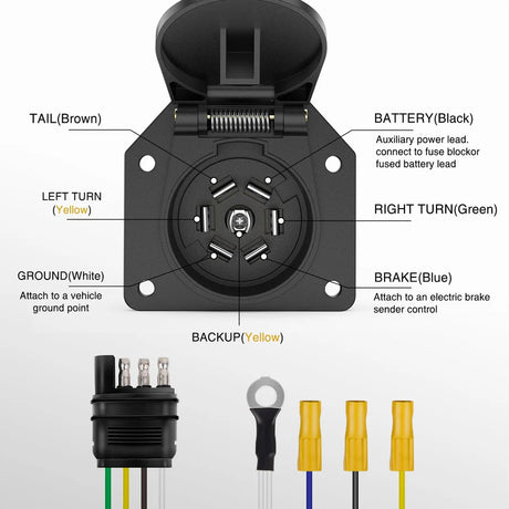 Nilight 4 Way Flat to 7 Way RV Trailer Blade Adapter Plug