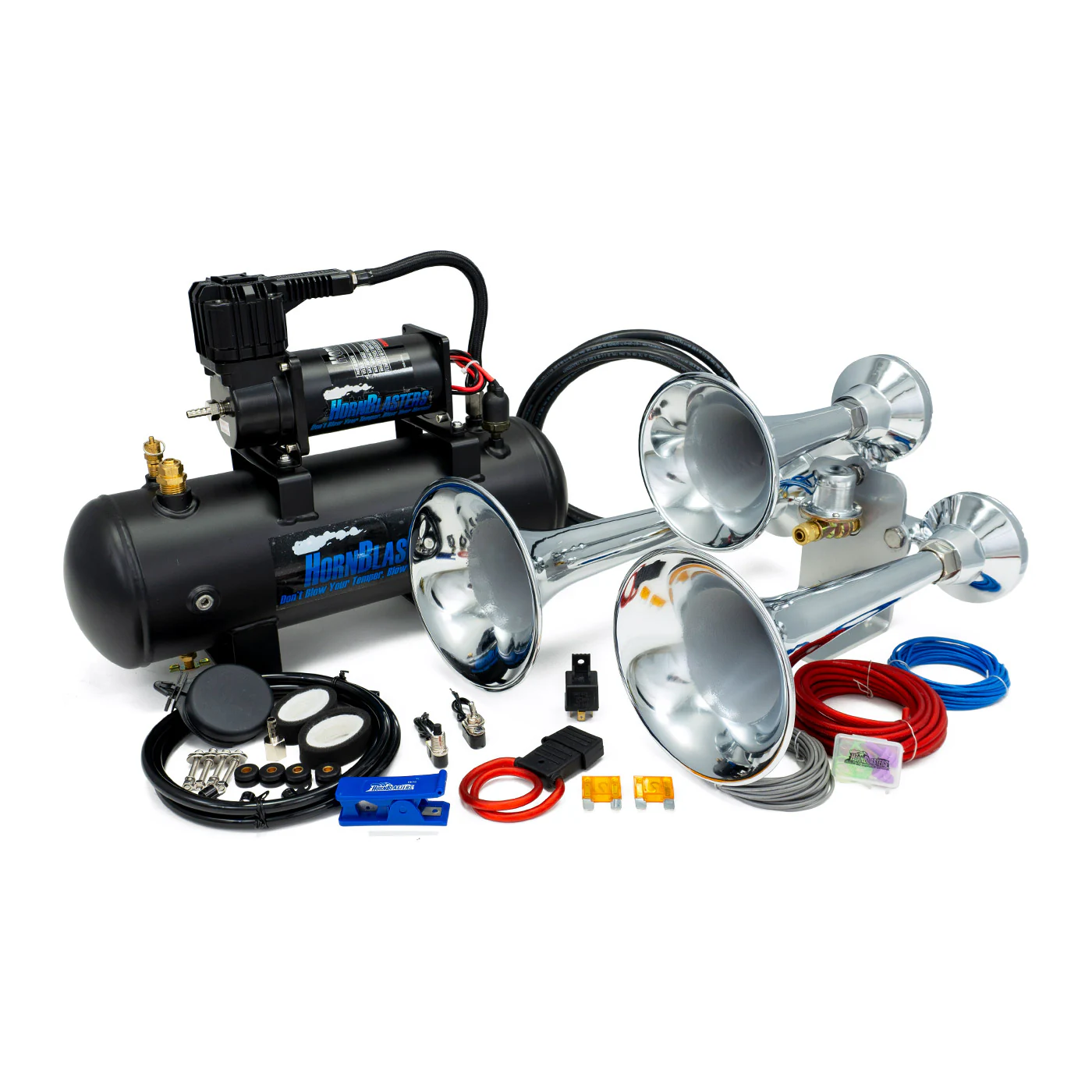 HornBlasters Outlaw Train Horn Medium Duty Chrome Kit