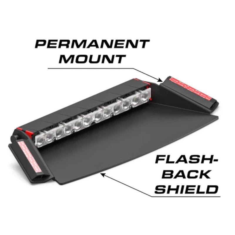 Feniex Fusion-S 2x Dash Light Permanent Mount and Flash-Back Shield 