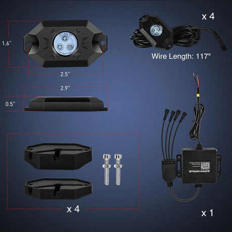 Nilight Rock Lights RGB LED 8pcs