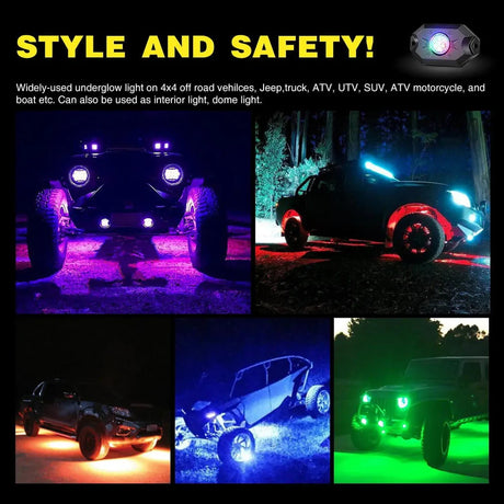 Nilight Rock Lights RGB LED 8pcs
