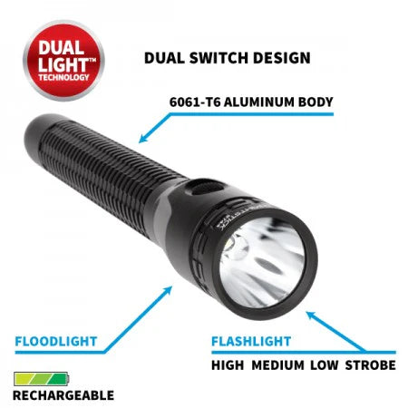 Nightstick Metal Full-Size Dual-Light Rechargeable Flashlight