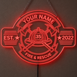 Personalized Fire & Rescue LED Acrylic Firefighter Sign