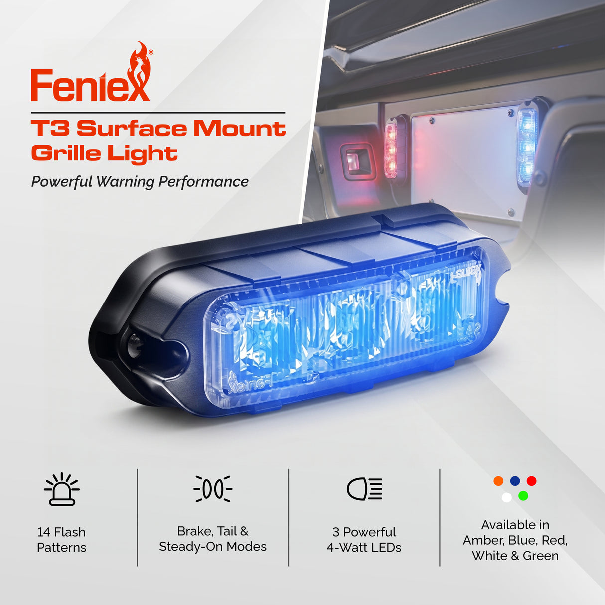 Feniex T3 Surface Mount Grille Light