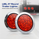 UBL 4 inch Round Trailer Lights w/ Chrome Flange (Pair)