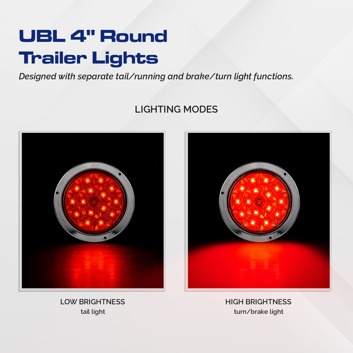 UBL 4 inch Round Trailer Lights w/ Chrome Flange (Pair)
