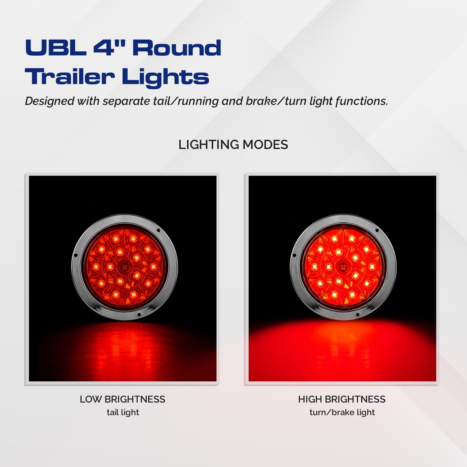UBL 4 inch Round Trailer Lights w/ Chrome Flange (Pair)