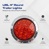 UBL 4 inch Round Trailer Lights w/ Chrome Flange (Pair)