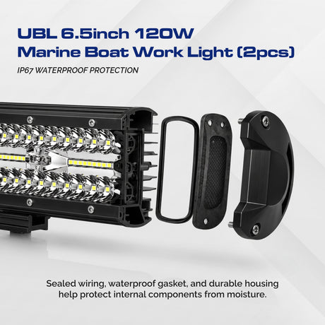 UBL 6.5inch 120W Marine Boat Work Light (2pcs)