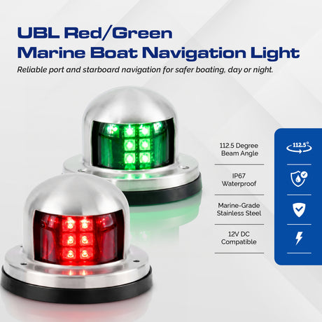 UBL Red/Green Marine Boat Navigation Light (2pcs)