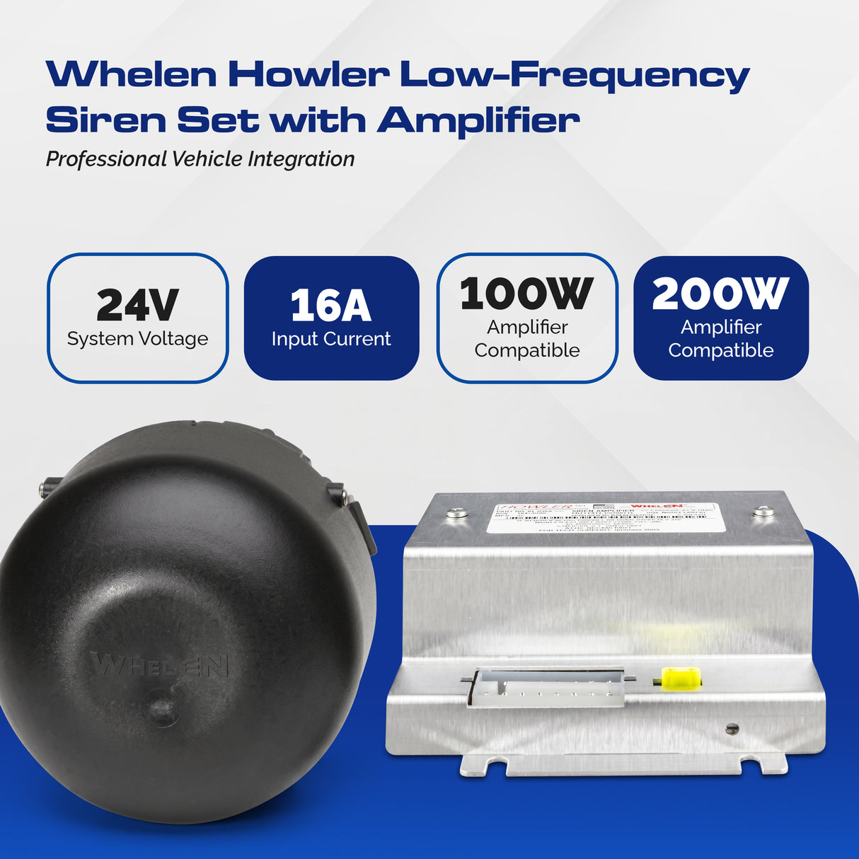 Whelen Howler Low-Frequency Siren Set with Amplifier