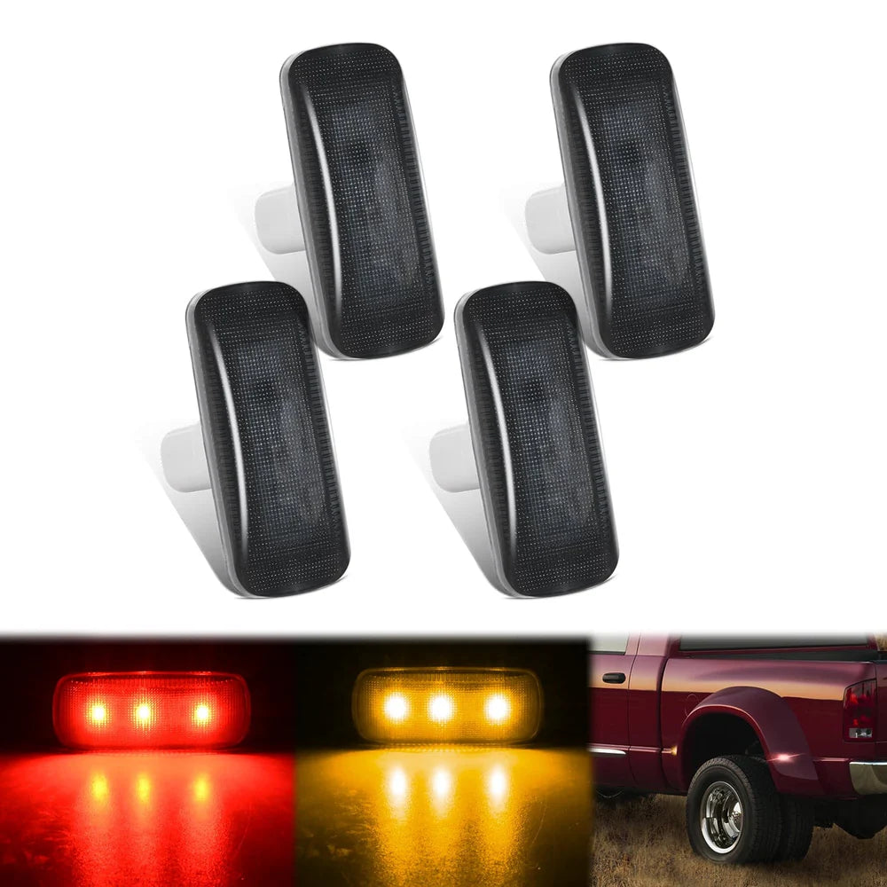 Nilight 3 LED Smoked Wheel Fender Side Marker Lights (4pcs)