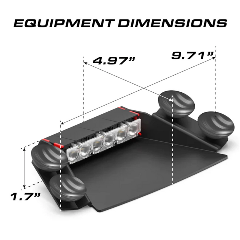 Feniex Fusion-S 1x Dash Light Equipment Dimensions