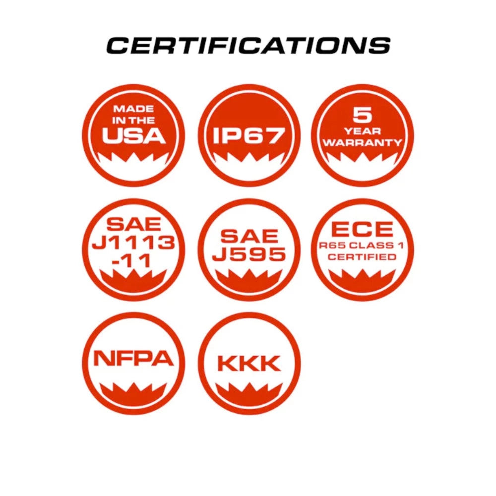 Feniex Quad 100 Stick Light Certifications