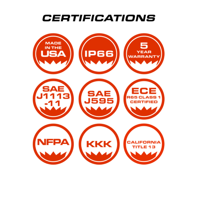Feniex Quantum Interior Rear Light Bar Certifications