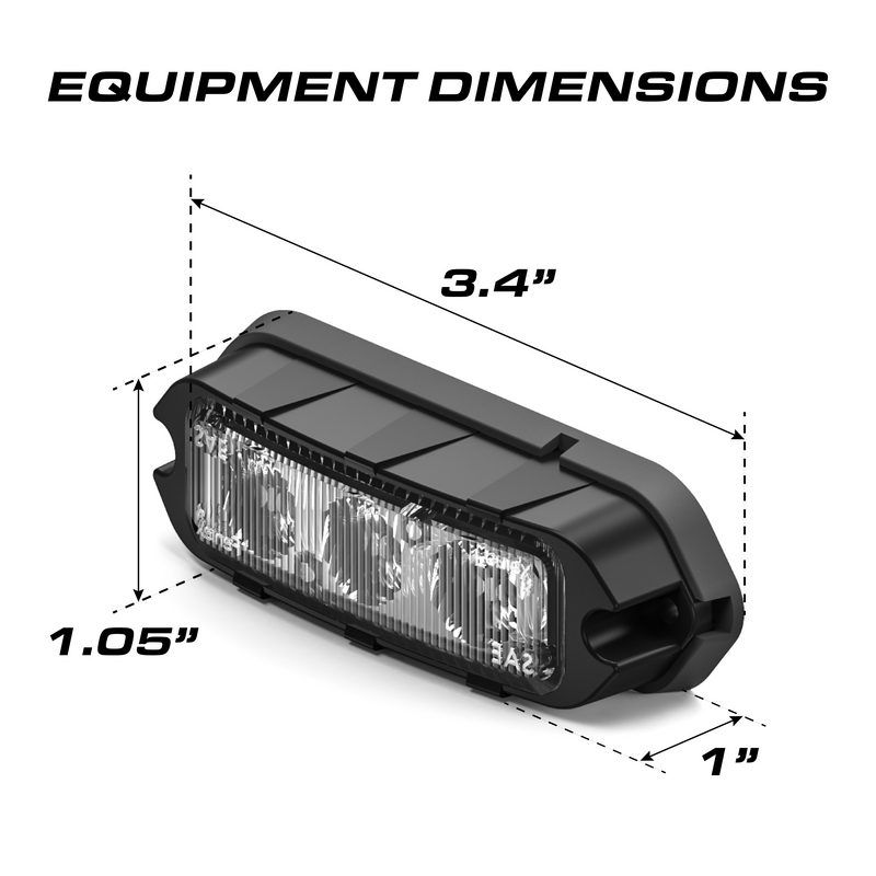 Feniex T3 Surface Mount Grille Light Equipment Dimensions