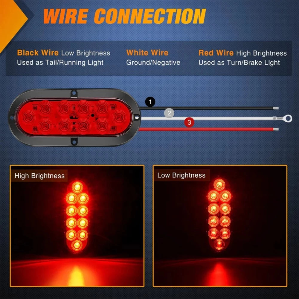 Nilight 6” Oval Trailer Tail Lights 2pcs