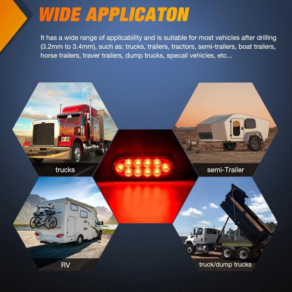 Nilight 6” Oval Trailer Tail Lights 2pcs